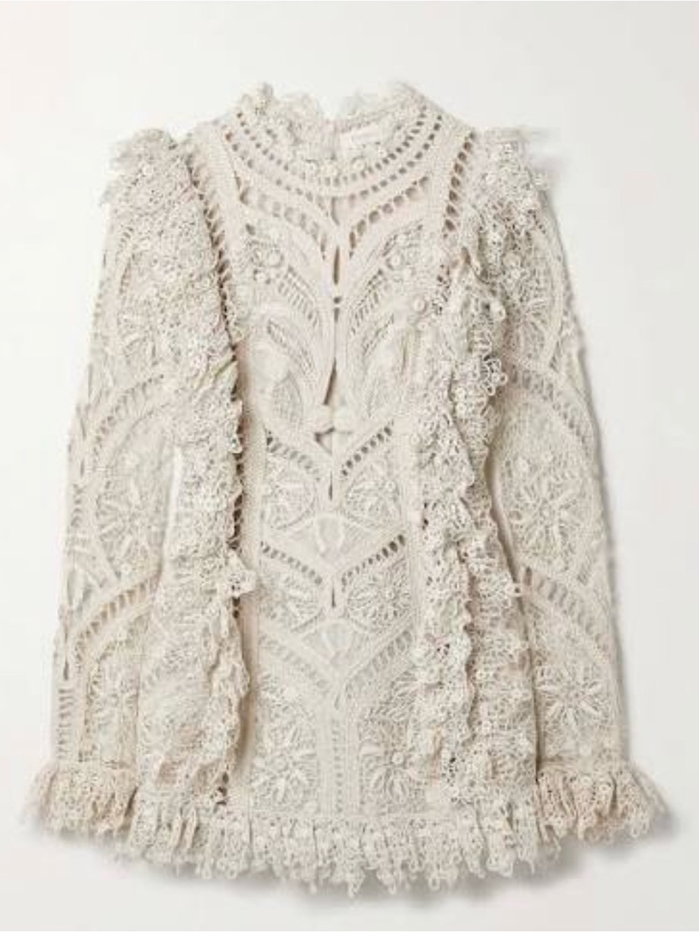 ZIMMERMANN Illuminate Cornelli ruffled guipure lace mini dress NWT $2950 2-4